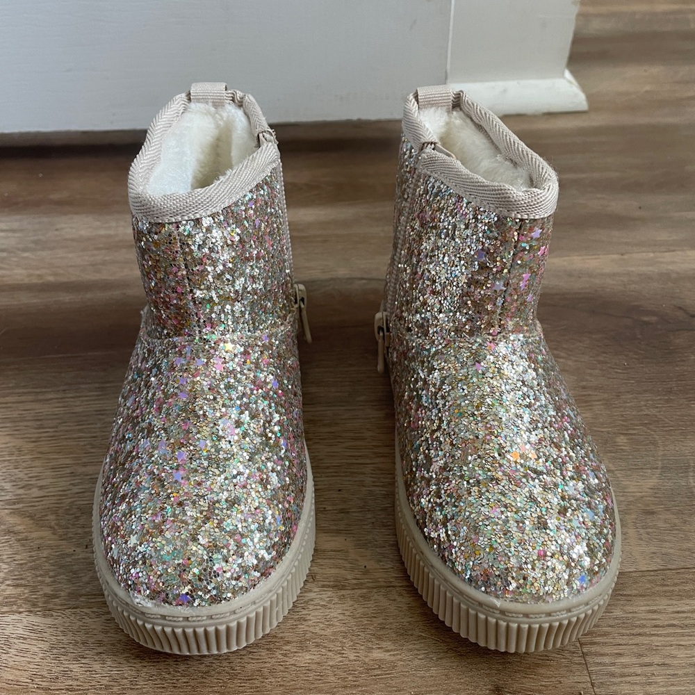 Cat & Jack Gold and Pink Glitter Boots